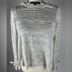 White House Black Market oatmeal metal studded ribbon wrists sweater - size XS